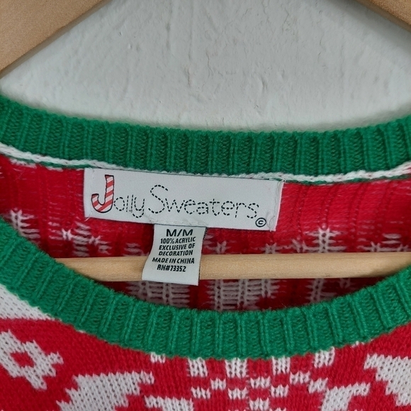 JOLLY SWEATERS Men's Ugly Christmas Sweater Size M Santa Pouch Pocket for‎ Drink - Picture 5 of 8